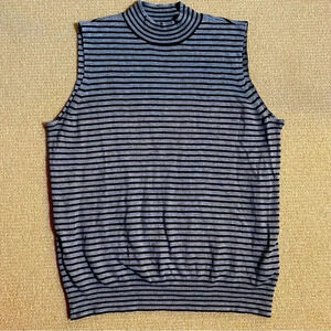 Worthington mockneck grey and black striped sleeveless sweater
